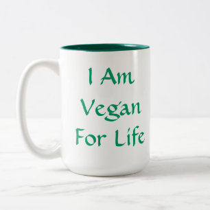 Ik ben Vegan voor het leven. Groen. Slogan. Person Tweekleurige Koffiemok