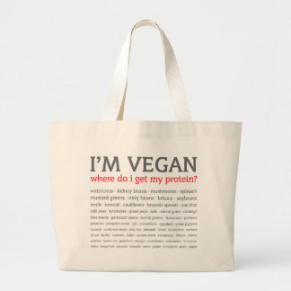 Ik ben Vegan. Waar haal ik mijn eiwit vandaan? Grote Tote Bag