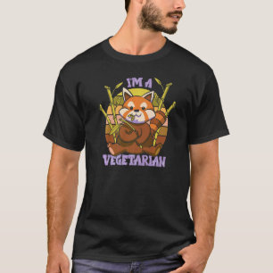 Ik ben vegetariër Schattige rode panda Vegan T-shirt