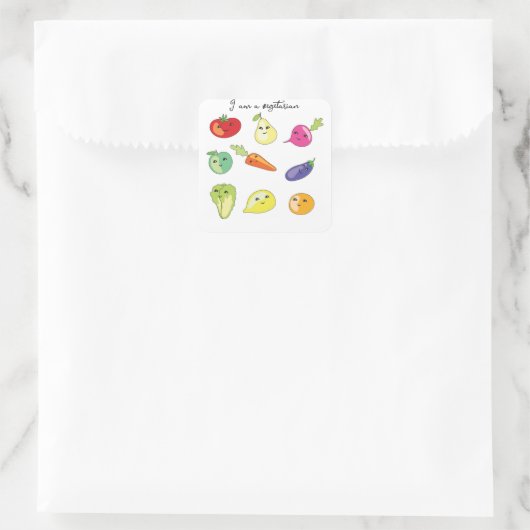 Ik ben vegetariër vierkante sticker (Tas)