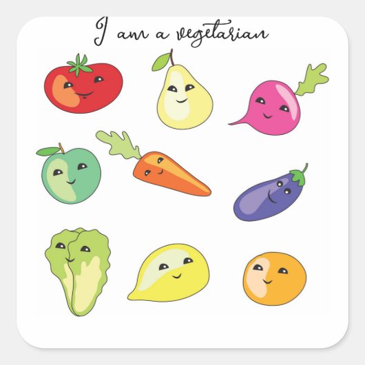 Ik ben vegetariër vierkante sticker (Voorkant)