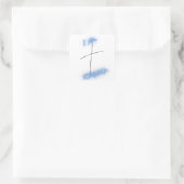 Ik ben Vergeven Blauwe Kruis Vierkante Sticker (Tas)