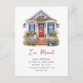 Ik ben verhuisd | 4 juli Nieuwe woning verhuizen Aankondigingskaart (Voorkant)