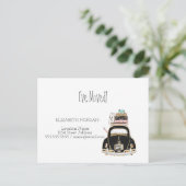 Ik ben verhuisd, auto, koffers nieuw adres aankondigingskaart (Staand voorkant)