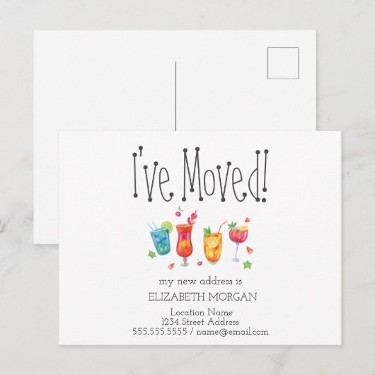 Ik ben verhuisd,Cocktails Vruchten Nieuw Adres  Aankondigingskaart (Voorkant / Achterkant)