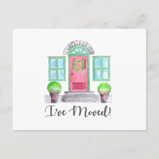 Ik ben verhuisd. Kersthuis Briefkaart (Voorkant)