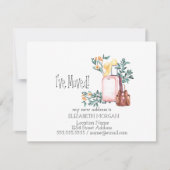 Ik ben verhuisd, koffers, bloemen Nieuw adres Aankondiging (Voorkant)