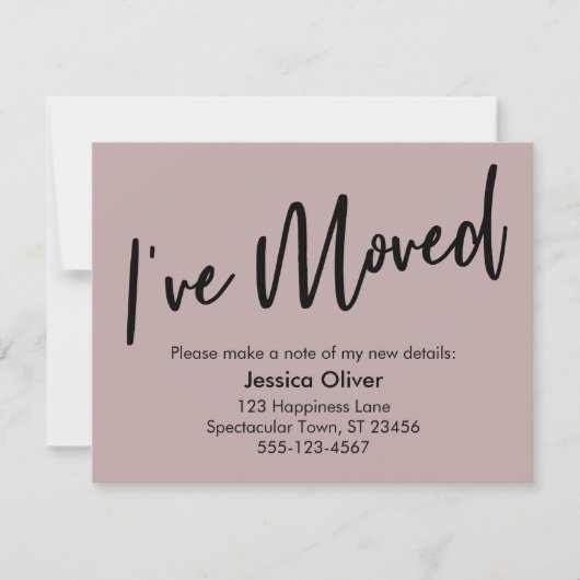 "Ik ben verhuisd" Modern Handschrift Dusty Roos Ka Kaart (Voorkant)