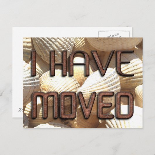 Ik ben verhuisd, New Address Shells Stone Bricks T Aankondigingskaart (Voorkant / Achterkant)