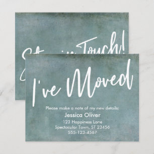 "Ik ben verhuisd" Typografie Grunge Blue Aankondig Kaart
