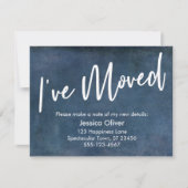 "Ik ben verhuisd" Typografie Grunge Navy Aankondig Kaart (Voorkant)