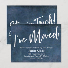 "Ik ben verhuisd" Typografie Grunge Navy Aankondig Kaart