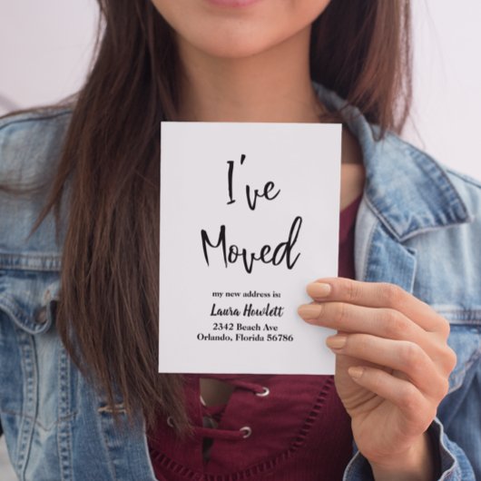 Ik ben verhuisd verhuisbericht modern script aankondigingskaart