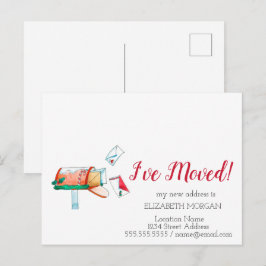 Ik ben verhuisd, Waterverf brievenbus kerst Aankondigingskaart