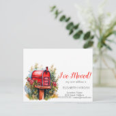 Ik ben verhuisd, Waterverf Mailbox Red Flowers Aankondigingskaart (Staand voorkant)