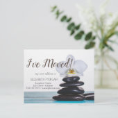 Ik ben verhuisd, Zen Stones, White Orchid Aankondigingskaart (Staand voorkant)