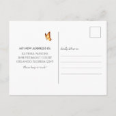 Ik ben verhuisd, zomerbloemen en vlinders briefkaart (Achterkant)