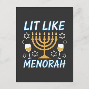 Ik ben verlicht als Menorah Hanukkah Joodse Menora Briefkaart