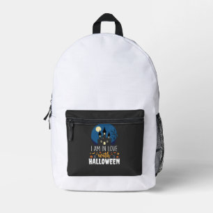 Ik ben verliefd op Halloween spookkasteel_1 Bedrukte Rugzak