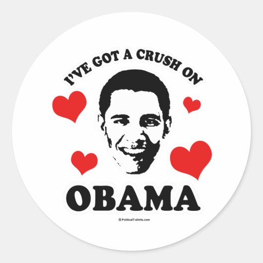 IK BEN VERLIEFD OP OBAMA RONDE STICKER (Voorkant)