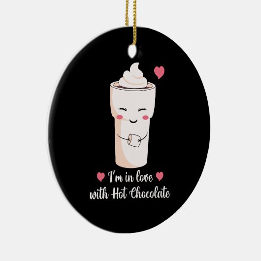 Ik ben verliefd op warme chocolademelk keramisch ornament (Rechts)