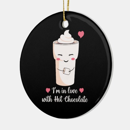 Ik ben verliefd op warme chocolademelk keramisch ornament (Links)