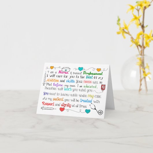 Ik ben verpleegster kaart (Gele Bloem)