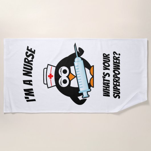 Ik ben verpleegster wat is je supermacht? strandla strandlaken (Voorkant)