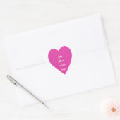 Ik ben vervuld van liefde roze hart op witte stick sticker (Envelop)