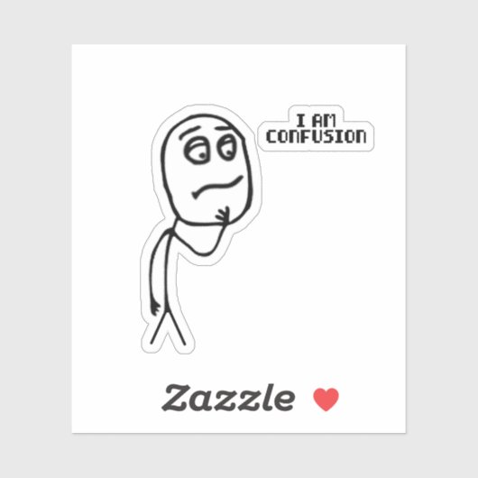 Ik ben Verwarring Grappig Stickman Meme Sticker (Vel)