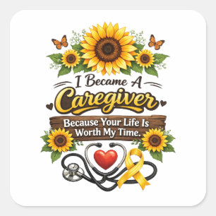Ik Ben Verzorger Geworden Omdat Jouw Leven Mijn Ti Vierkante Sticker