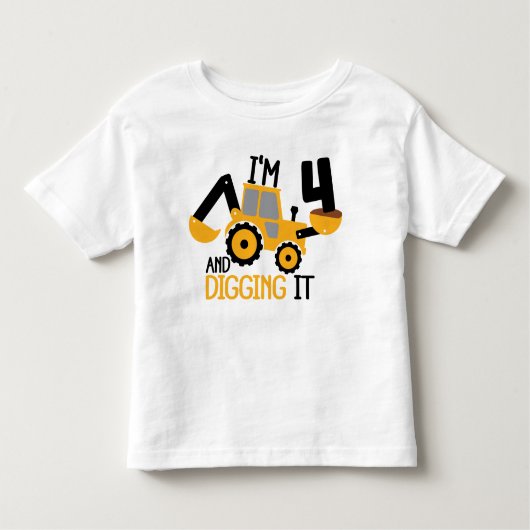 Ik ben vier en ik citeer de bouw van de Birthday B Kinder Shirts (Voorkant)