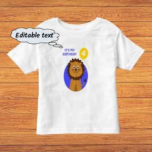 Ik ben vier lachende leeuw kinder shirts