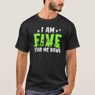 Ik ben vijf die me horen Rawr Dinosaur Happy Birth T-shirt
