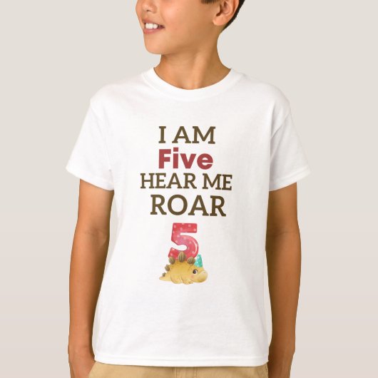 Ik ben vijf die me horen roeren, gepersonaliseerde t-shirt (Voorkant)