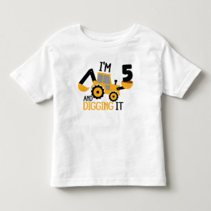 Ik ben vijf en ik ga het bouwen, Birthday Boy Kinder Shirts