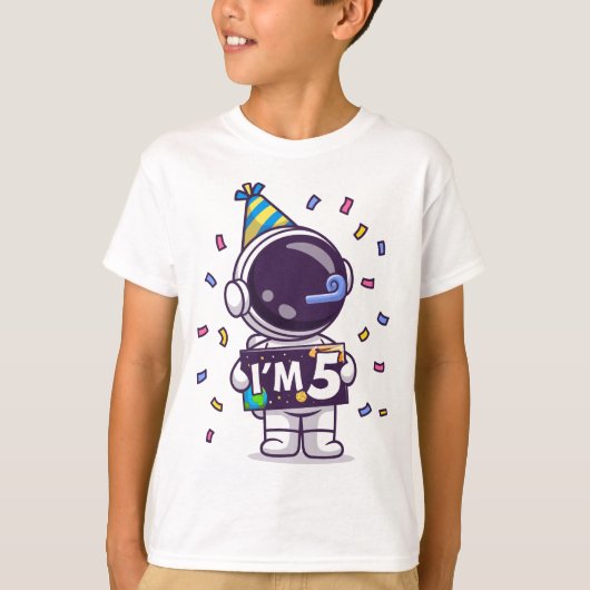 Ik ben vijf jaar astronaut t-shirt (Voorkant)