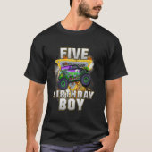 Ik ben vijf jaar oud 5th Birthday Boy Monster Truc T-shirt (Voorkant)