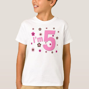 Ik ben vijf roze en bruine bloemen t-shirt