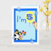 Ik ben vijf verjaardag kaart (Gele Bloem)