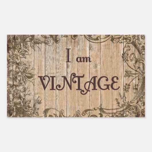 Ik ben vintage rechthoekige sticker (Voorkant)