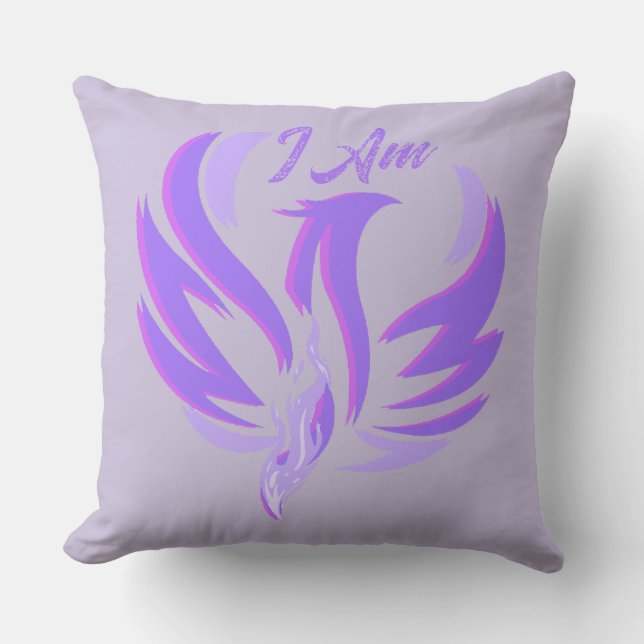 Ik Ben Violet Vlam Vuur Vogel Rijzend Kussen (Voorkant)