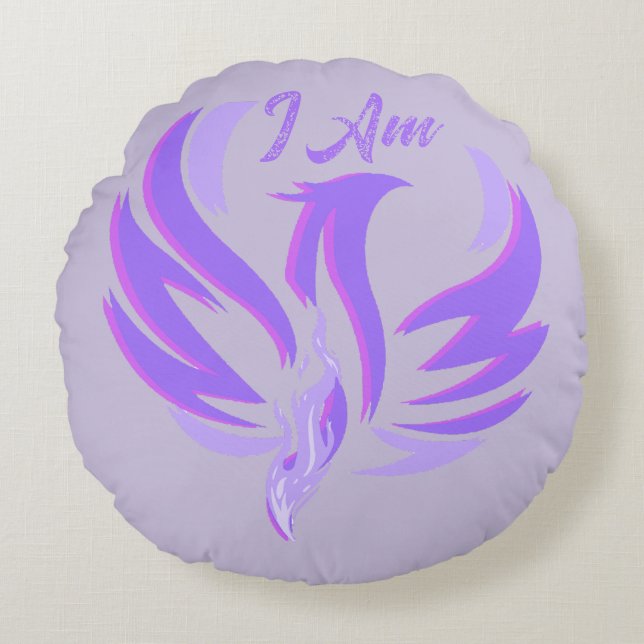 Ik Ben Violet Vlam Vuur Vogel Rijzend Rond Kussen (Voorkant)