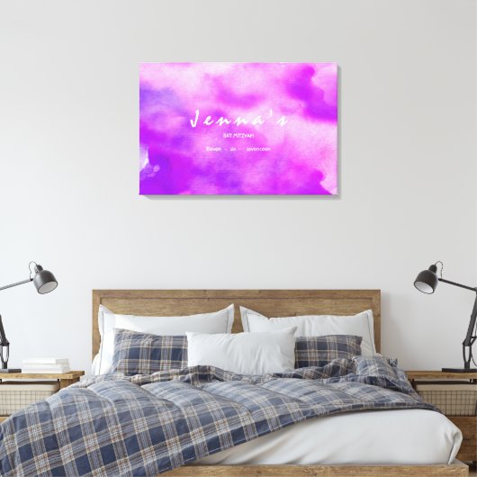 Ik ben VIOLET WATERVERF Bat Mitzvah... ... .... Canvas Afdruk (Insitu (Slaapkamer))