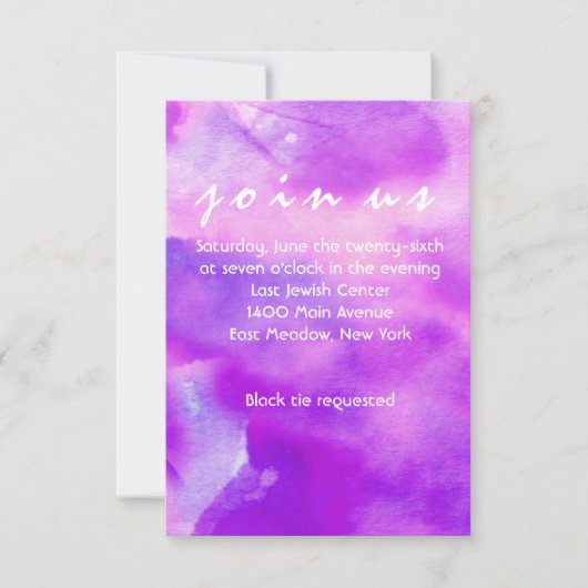 Ik ben VIOLET WATERVERF Bat Mitzvah Reception Kaar Kaart (Voorkant)