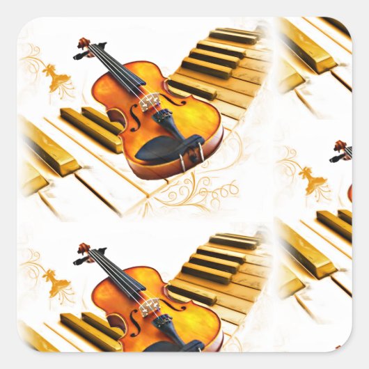 Ik ben Violin-ik ben Muziek_ Vierkante Sticker (Voorkant)