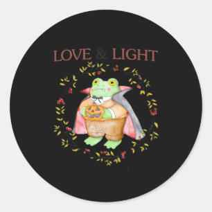 Ik ben vol liefde en licht kikker Halloween Ronde Sticker