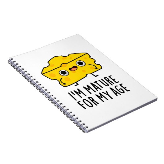 Ik ben volwassen voor mijn leeftijd Grappige kaas  Notitieboek (Rechterzijde)