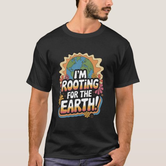 Ik ben voor de Aarde Groovy Retro Aardedag E T-shirt (Voorkant)