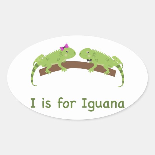 Ik ben voor iguana ovale sticker (Voorkant)